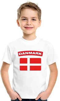 T-shirt met Deense vlag wit kinderen XL (158-164)