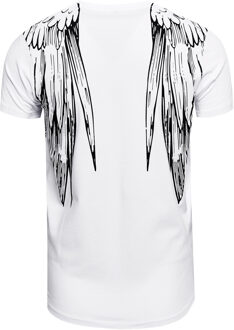 T-shirt met effen Amerikaanse print - maat XL Wit