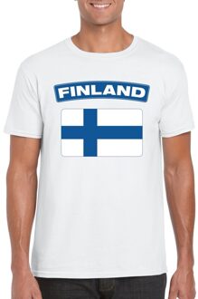 T-shirt met Finse vlag wit heren 2XL