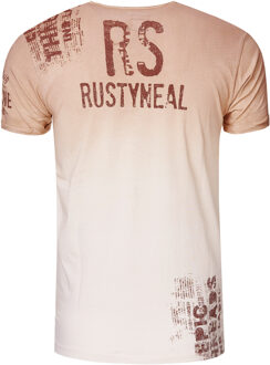 T-shirt met gradiënt en prints wassen - maat M Beige