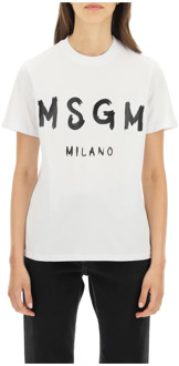 T-shirt met graffiti-logo Msgm , White , Dames - S