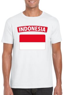 T-shirt met Indonesische vlag wit heren 2XL