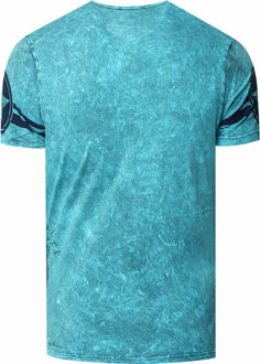 T-shirt met knoopjes aan de zijkant en een logo-print - maat M Blauw