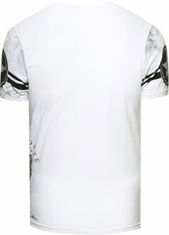 T-shirt met knoopjes aan de zijkant en een logo-print Wit - 3XL