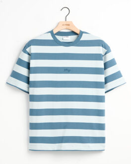 t-shirt met korte mouwen romeo stripe Blauw - XXL