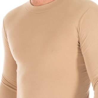 T-shirt met lange mouwen en halfhoge kraag 1625-H man Beige - S