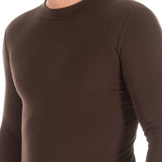 T-shirt met lange mouwen en halfhoge kraag 1625-H man Bruin