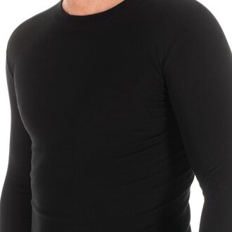 T-shirt met lange mouwen en halfhoge kraag 1625-H man - maat Zwart