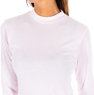T-shirt met lange mouwen en halfhoge kraag 1625-M dames - maat L Roze