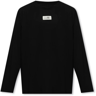 T-shirt met lange mouwen MM6 Maison Margiela , Black , Heren - Xl,L,M,S