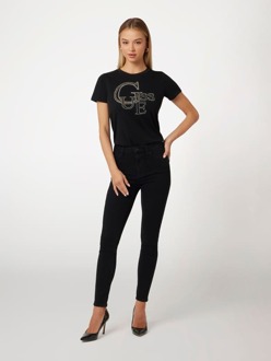 T-Shirt Met Logo En Studs Op Voorkant Zwart - XL