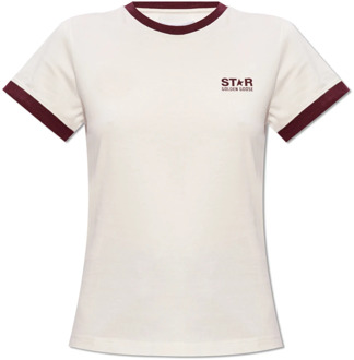 T-shirt met logo Golden Goose , White , Dames - M,S,Xs,2Xs