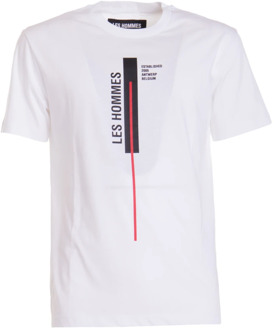 T-shirt met logo Les Hommes , White , Heren - XL