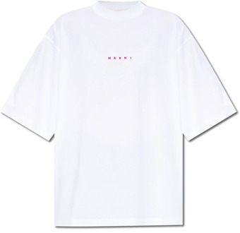 T-shirt met logo Marni , White , Dames - S,Xs,2Xs