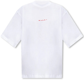 T-shirt met logo Marni , White , Dames - S,Xs