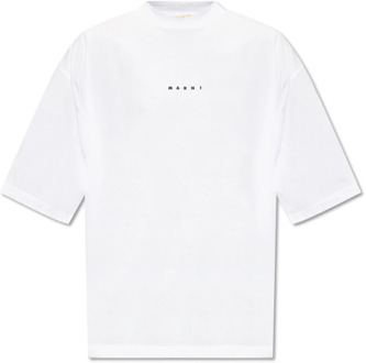 T-shirt met logo Marni , White , Heren - Xl,L,M,S,Xs