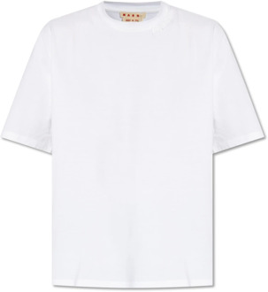 T-shirt met logo Marni , White , Heren - Xl,M,S