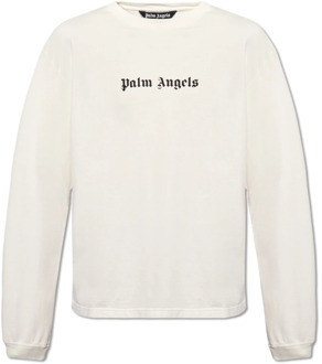 T-shirt met logo Palm Angels , Beige , Heren - 2Xl,Xl,L,M,S
