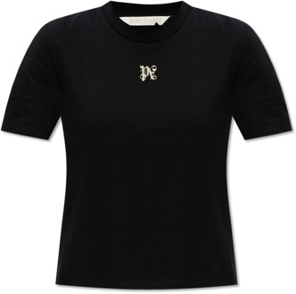 T-shirt met logo Palm Angels , Black , Dames - L,M,S,Xs