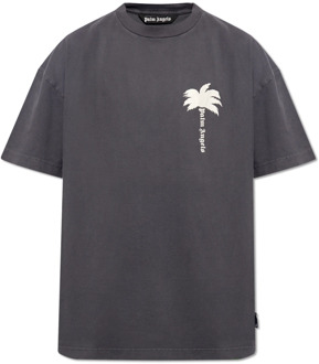 T-shirt met logo Palm Angels , Gray , Heren - L,M,S