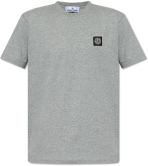T-shirt met logo patch Stone Island , Gray , Heren - 2Xl,S