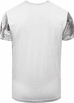 T-shirt met logo-print en knoopsluiting Grijs - S