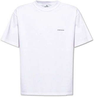 T-shirt met logo Stone Island , White , Heren - 2Xl,Xl