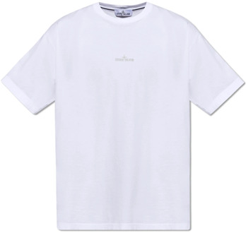 T-shirt met logo Stone Island , White , Heren - Xl,L,M,S