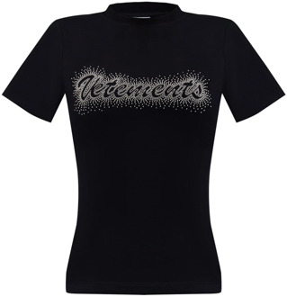T-shirt met logo Vetements , Black , Dames - L,M,S,Xs