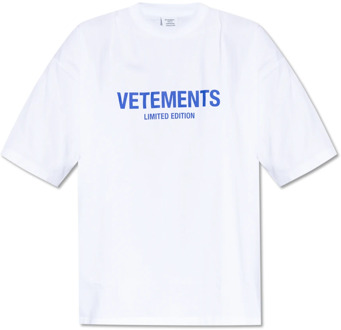 T-shirt met logo Vetements , White , Heren - L,M,S,Xs