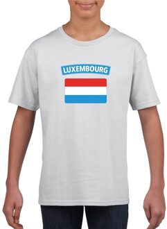 T-shirt met Luxemburgse vlag wit kinderen XS (110-116)