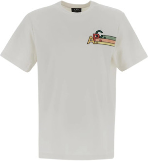 T-Shirt met Multicolor Logo Print A.p.c. , White , Heren - Xl,M