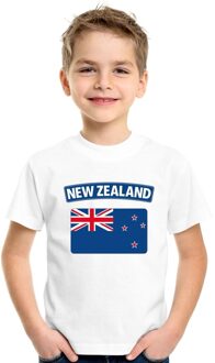 T-shirt met Nieuw Zeelandse vlag wit kinderen S (122-128)