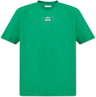 T-shirt met paisley motief Off White , Green , Heren - 2Xl,Xl,M,S
