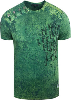 T-shirt met prints, gewassen met zuur Groen