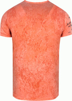 T-shirt met prints, gewassen met zuur Oranje - S