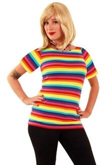 T-shirt met regenboog strepen voor dames - Verkleedkleding t-shirt - Gay pride M/L (38-40)