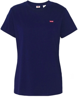 T-shirt met ronde hals en logo Donkerblauw