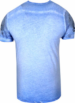 T-shirt met ronde hals en print over het hele voorpand - maat 2XL Lichtblauw