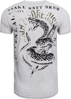 T-shirt met ronde hals en prints Grijs - 2XL