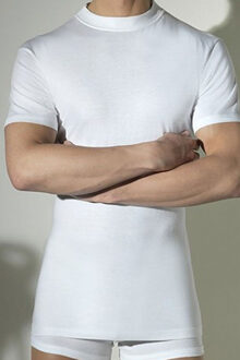 T-shirt met ronde hals en stretch Wit - XL
