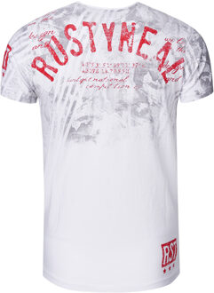 T-shirt met ronde hals en voor- en achterkant bedrukt Wit - XL