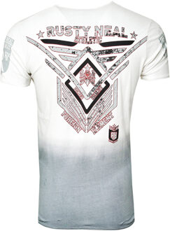 T-shirt met ronde hals en voorkant met opdruk Wit - XL