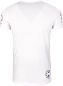 T-shirt met ronde hals, knoopsluiting en voorbedrukte voorkant - maat L Wit