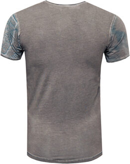 T-shirt met V-hals en strasssteentjes Trimmed Donkergrijs - L