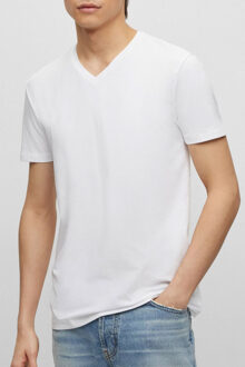 T-shirt met V-hals in 2-pack Wit - XXL-XL-S-M