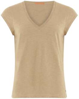 T-shirt met V-hals Vera  beige - XS,S,M,L,