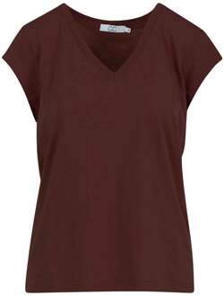 T-shirt met V-hals Vera  bruin - XS,S,M,L,XL,