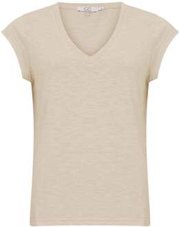 T-shirt met V-hals Vera  naturel - XS,S,M,L,XL,