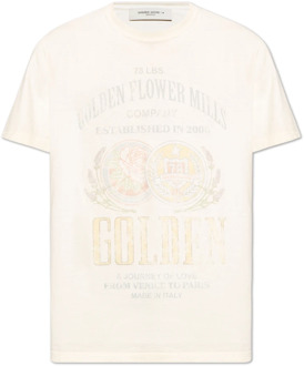 T-shirt met vintage effect Golden Goose , Beige , Heren - Xl,L,M